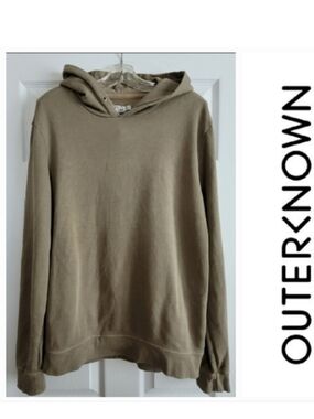 OUTERKNOWN HOODIE PULLOVER HOODED SWEATSHIRT ORGANIC COTTON KHAKI MEDIUM